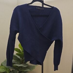 Zcsia Deep Blue V-Neck Sweater